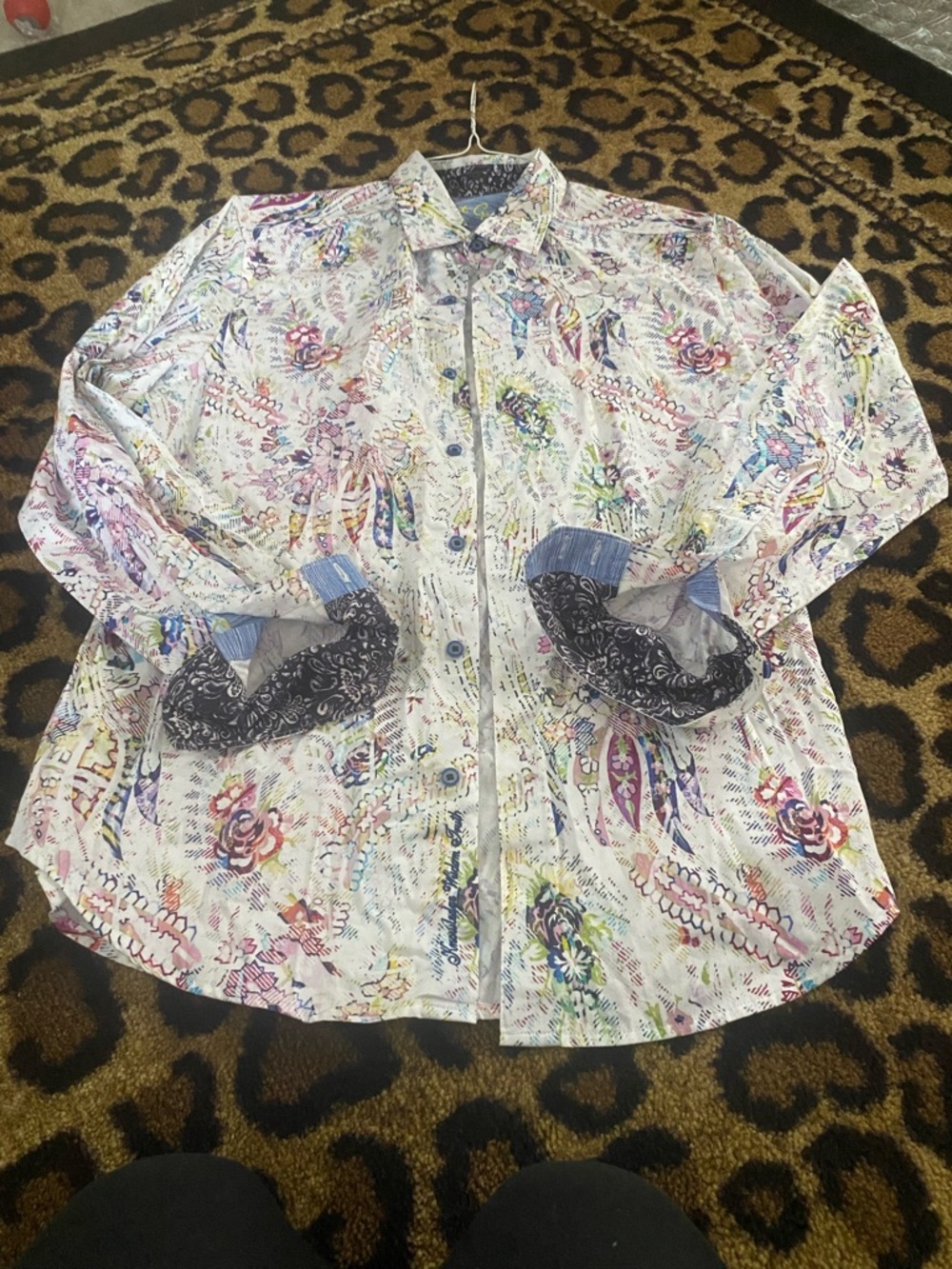 Robert Graham White Multicolor Floral Dress Shirt